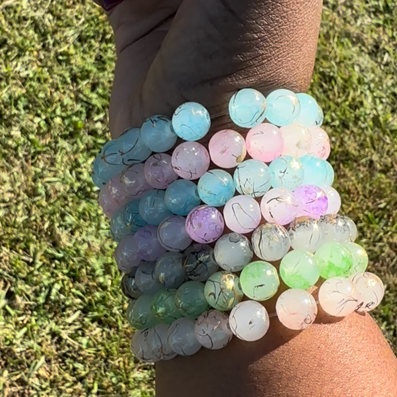 Dreamy Crackle Glass Beaded Bracelet