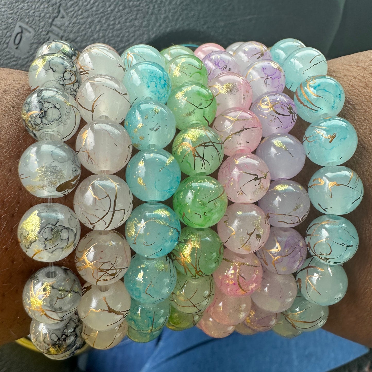 Dreamy Crackle Glass Beaded Bracelet