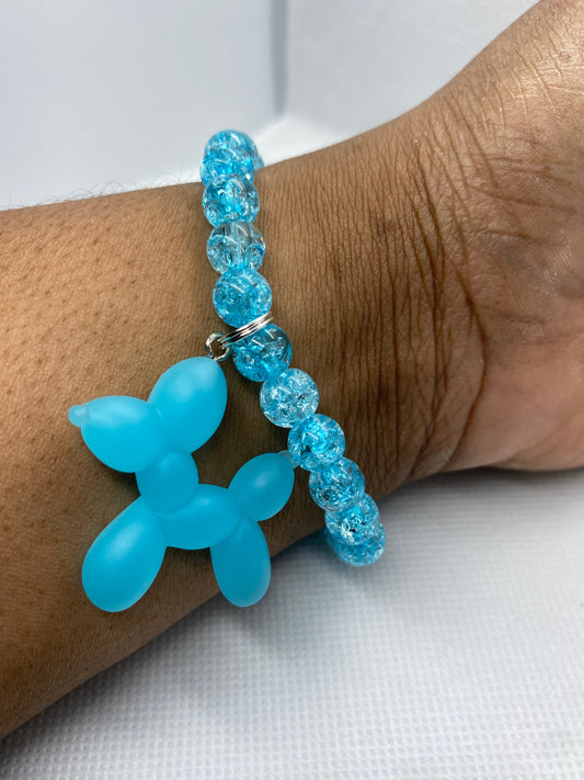 Crackle Beaded Bracelet with Charm